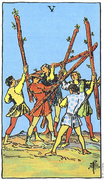 5 Gậy — Rider-Waite