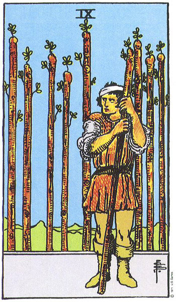 9 Gậy — Rider-Waite